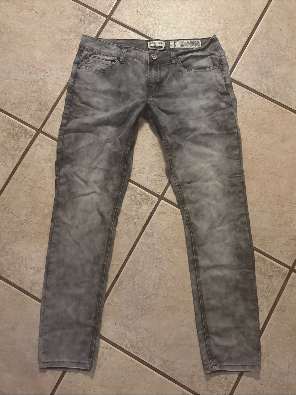 Indigo Rein Grey Tye dye look Skinny Jeans Sz 11